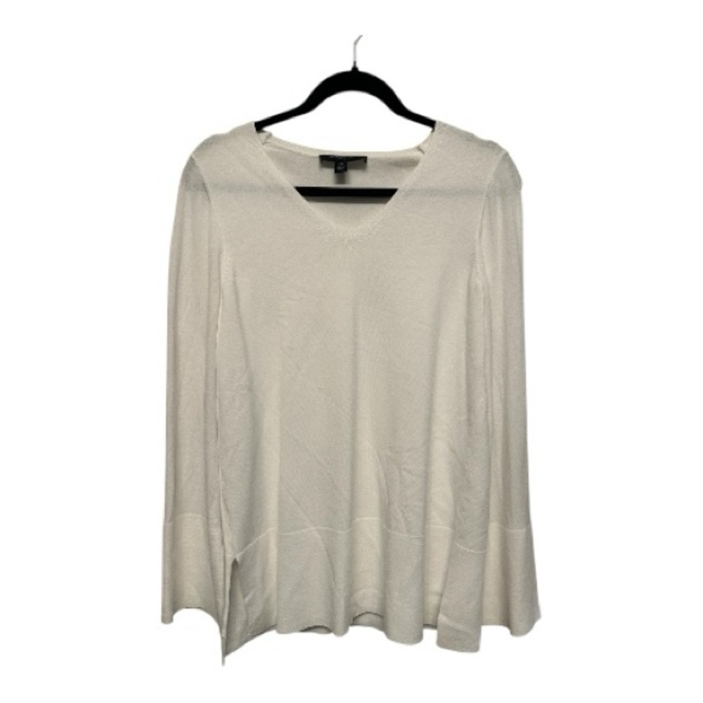 Ann Taylor Sheer White/Cream V-Neck Blouse Medium Petite